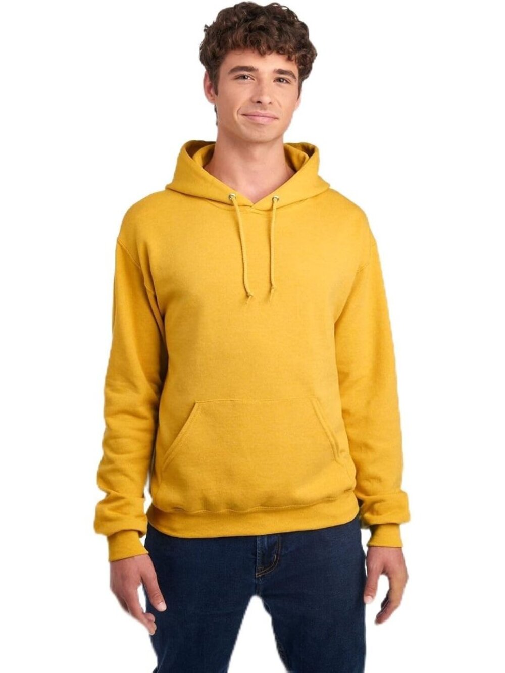 Jerzees Men's Mustard Heather Long Sleeve Nublend Pullover Sweatshirts Hoodies